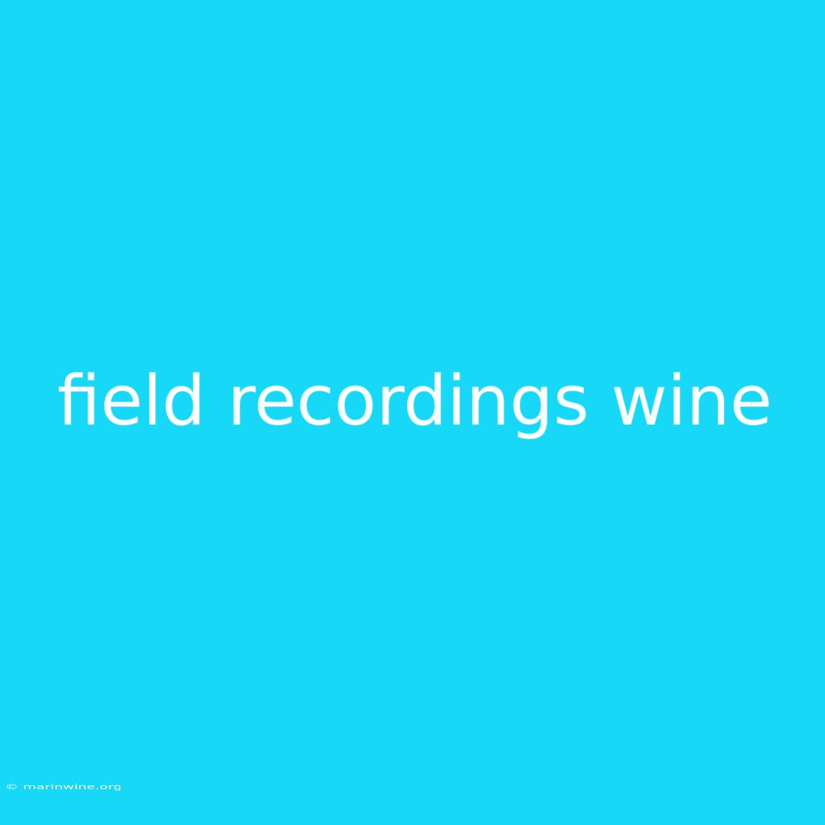 Field Recordings Wine