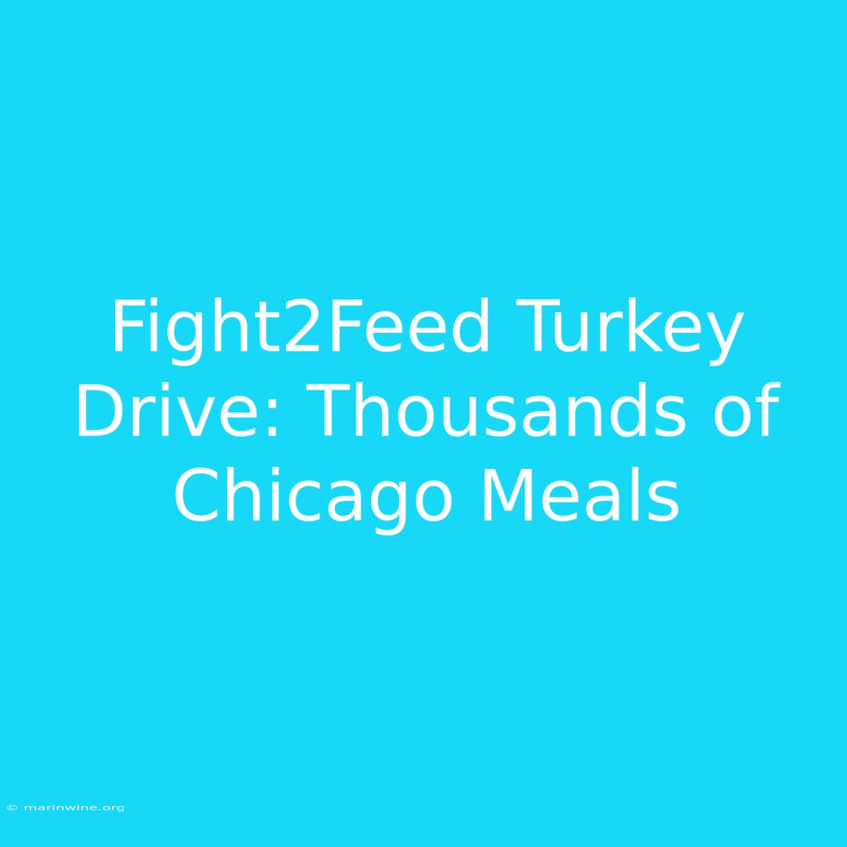 Fight2Feed Turkey Drive: Thousands Of Chicago Meals