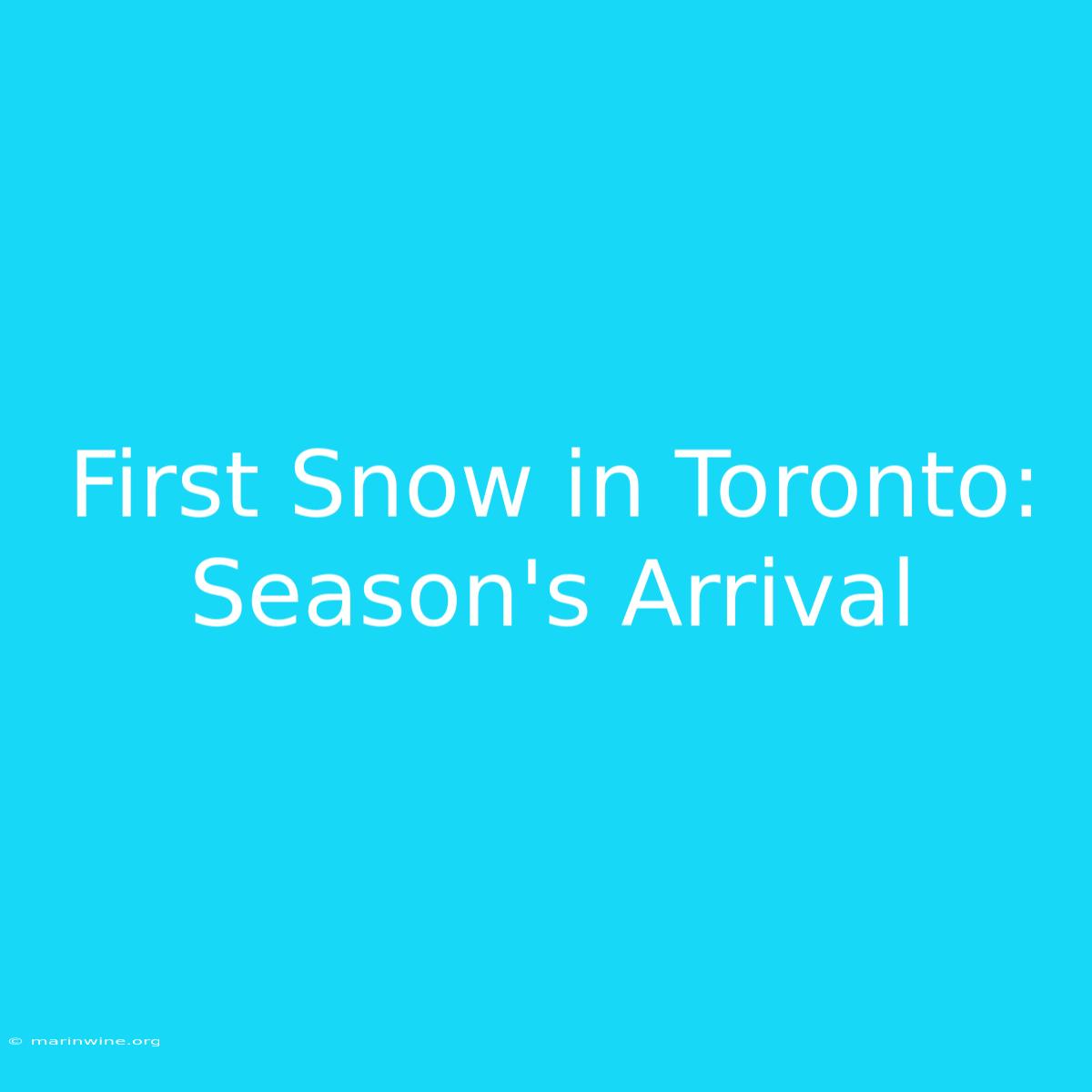 First Snow In Toronto: Season's Arrival