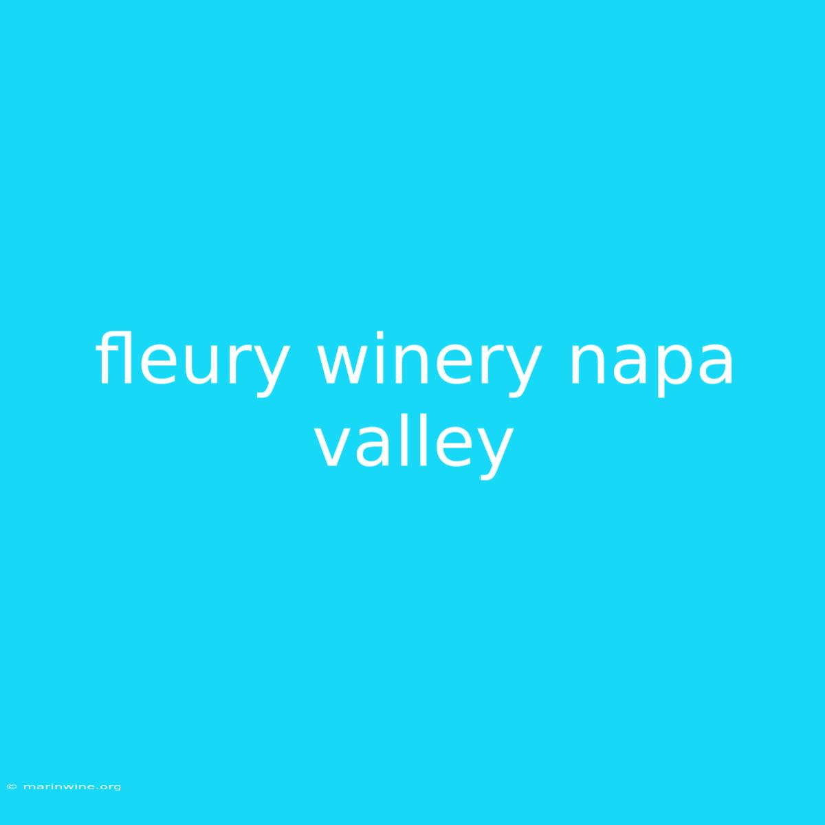 Fleury Winery Napa Valley