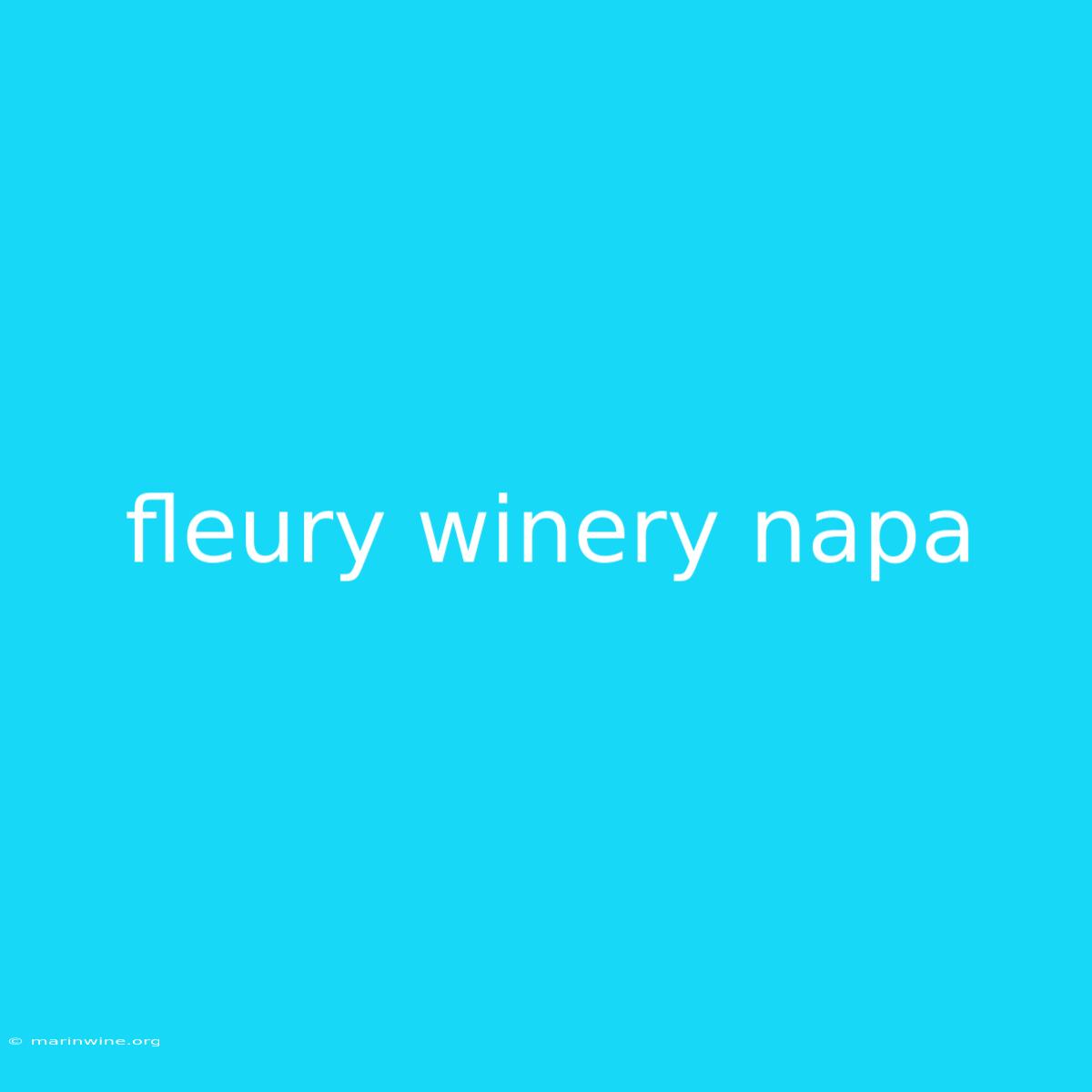 Fleury Winery Napa