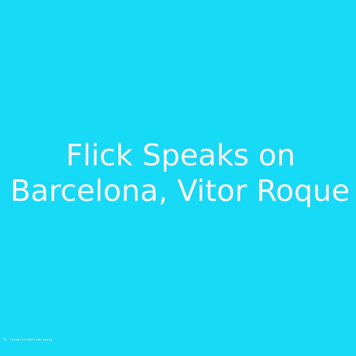 Flick Speaks On Barcelona, Vitor Roque