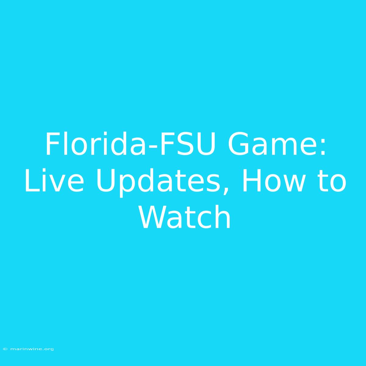 Florida-FSU Game: Live Updates, How To Watch