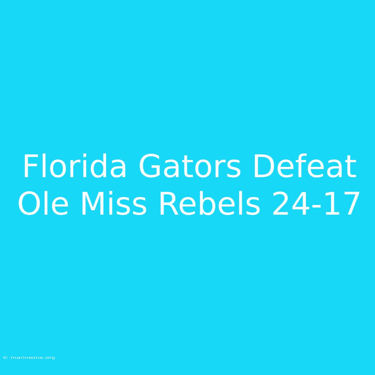 Florida Gators Defeat Ole Miss Rebels 24-17