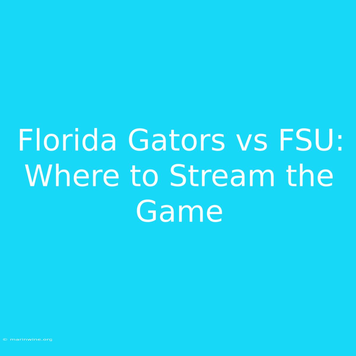 Florida Gators Vs FSU: Where To Stream The Game