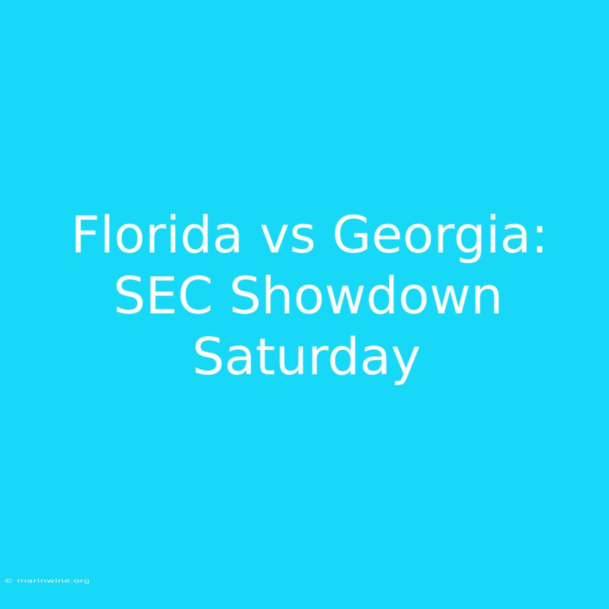 Florida Vs Georgia: SEC Showdown Saturday