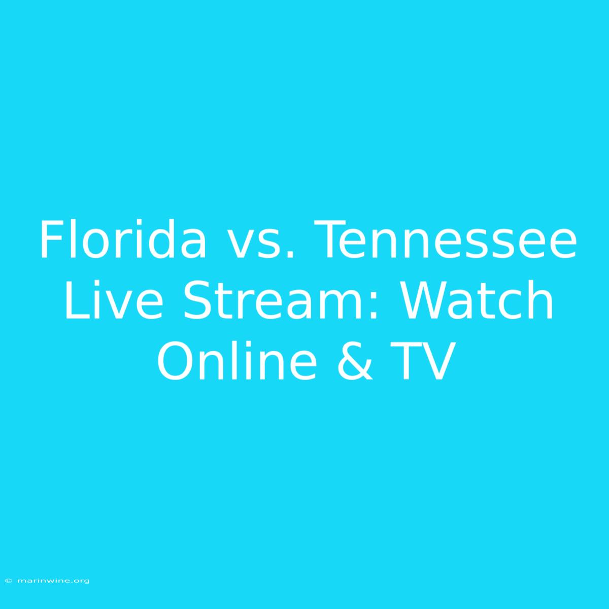 Florida Vs. Tennessee Live Stream: Watch Online & TV