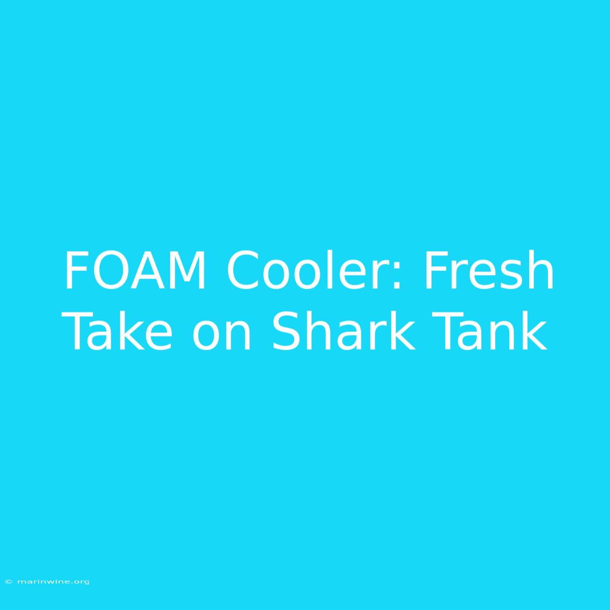 FOAM Cooler: Fresh Take On Shark Tank