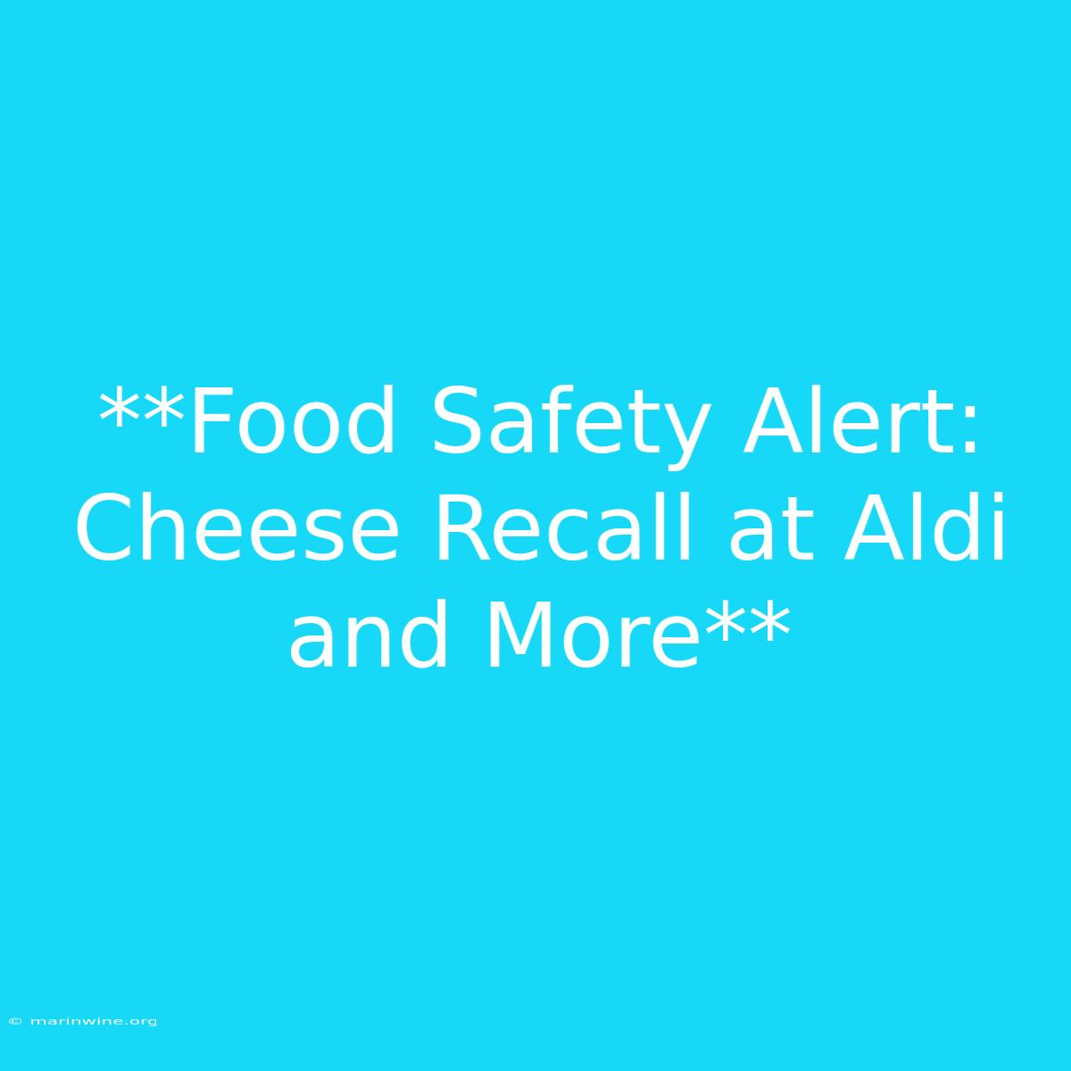 **Food Safety Alert: Cheese Recall At Aldi And More** 