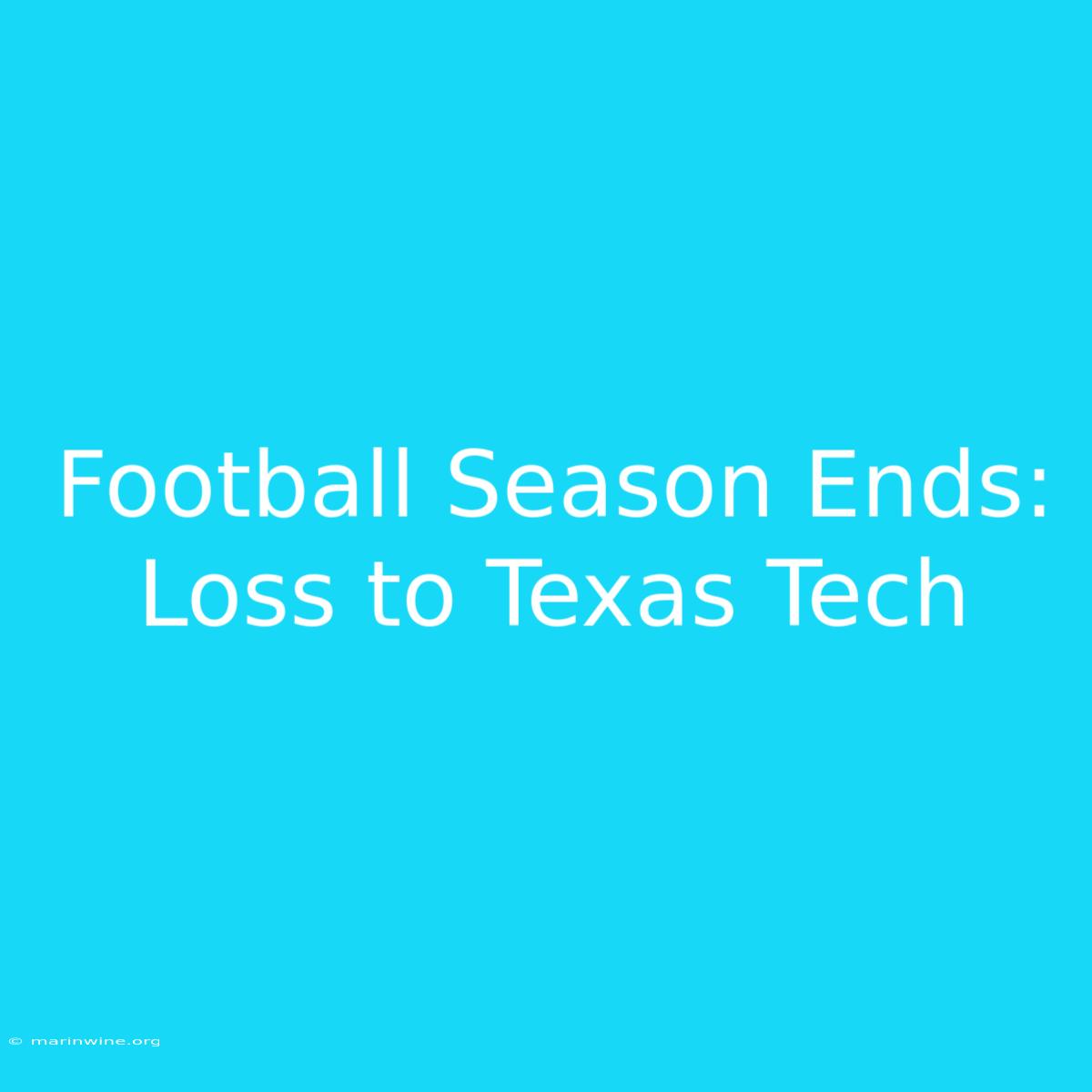 Football Season Ends: Loss To Texas Tech