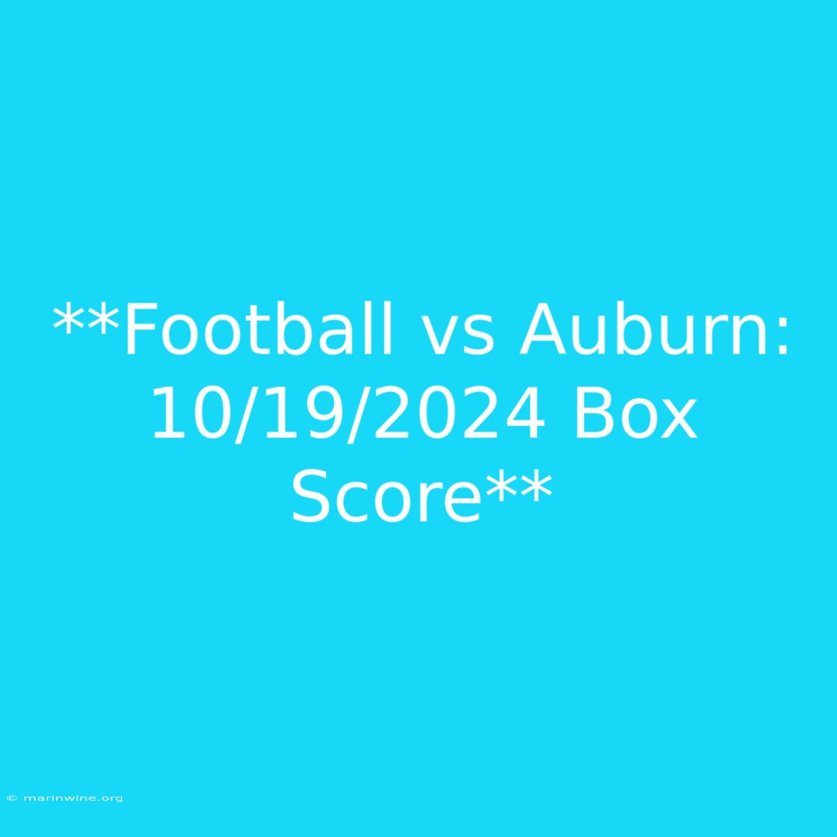 **Football Vs Auburn: 10/19/2024 Box Score**