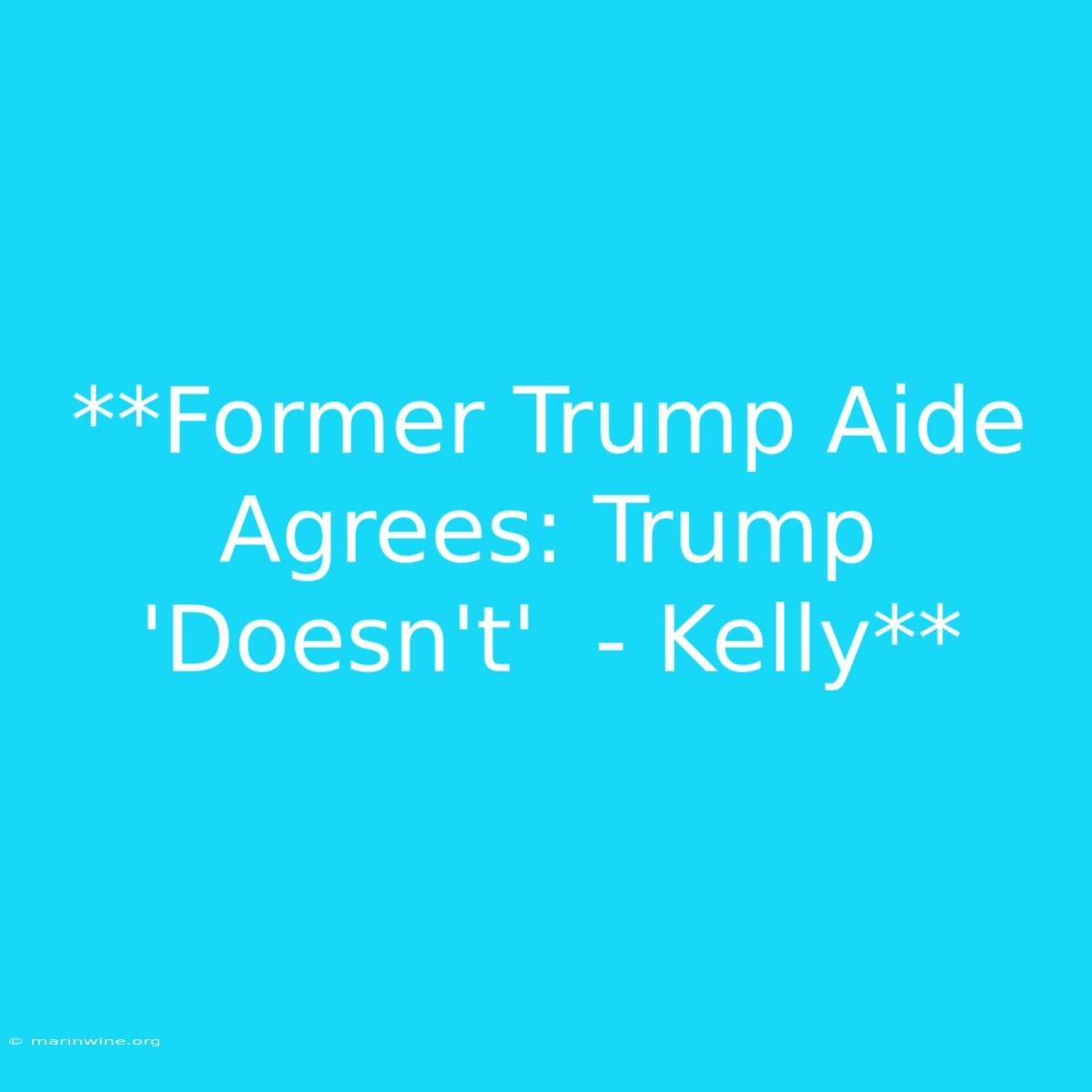 **Former Trump Aide Agrees: Trump 'Doesn't'  - Kelly**