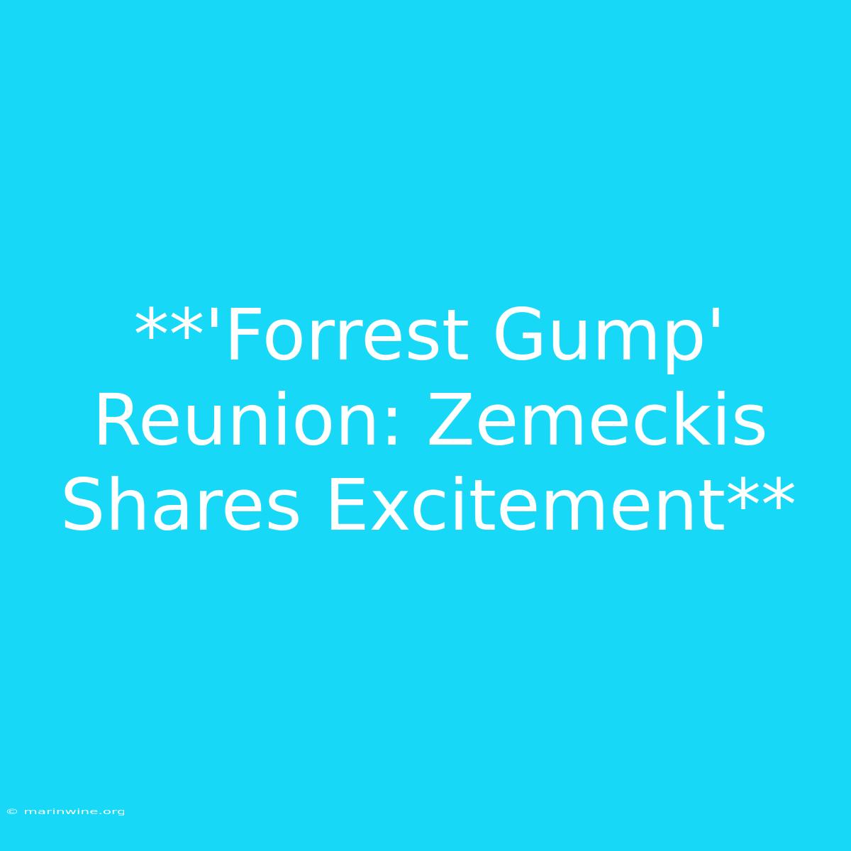 **'Forrest Gump' Reunion: Zemeckis Shares Excitement**