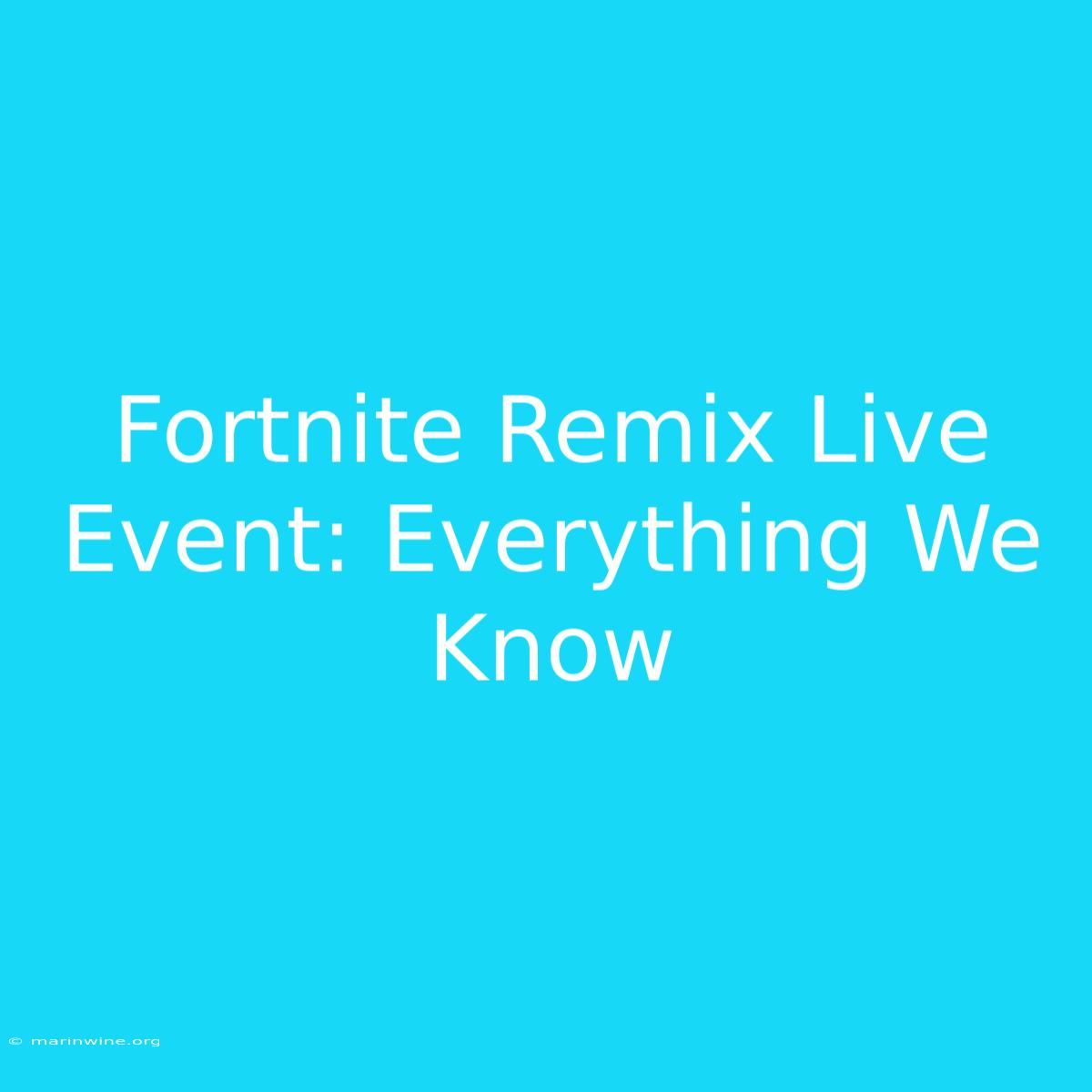 Fortnite Remix Live Event: Everything We Know