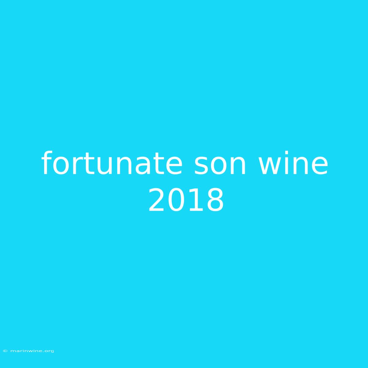 Fortunate Son Wine 2018