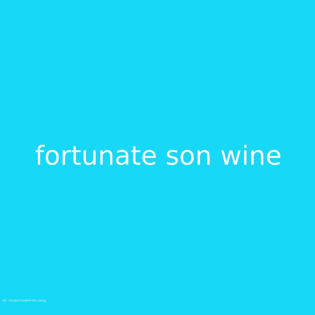 Fortunate Son Wine