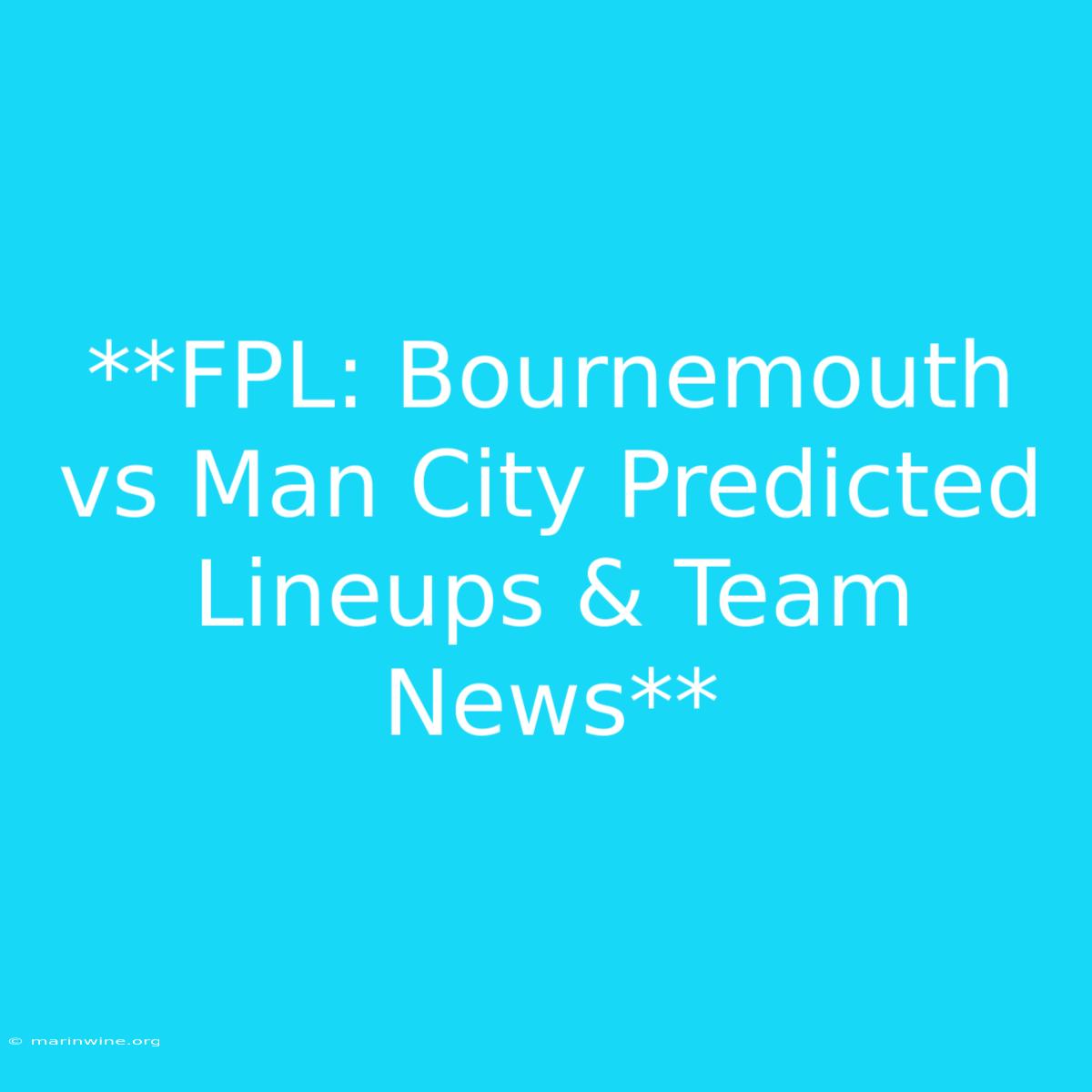 **FPL: Bournemouth Vs Man City Predicted Lineups & Team News**