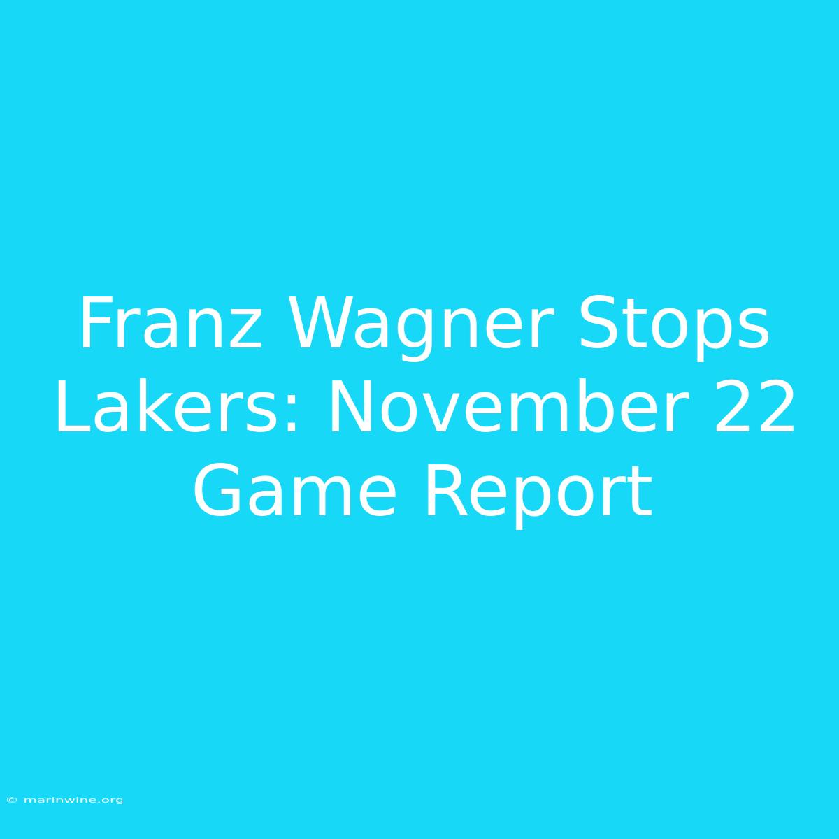 Franz Wagner Stops Lakers: November 22 Game Report