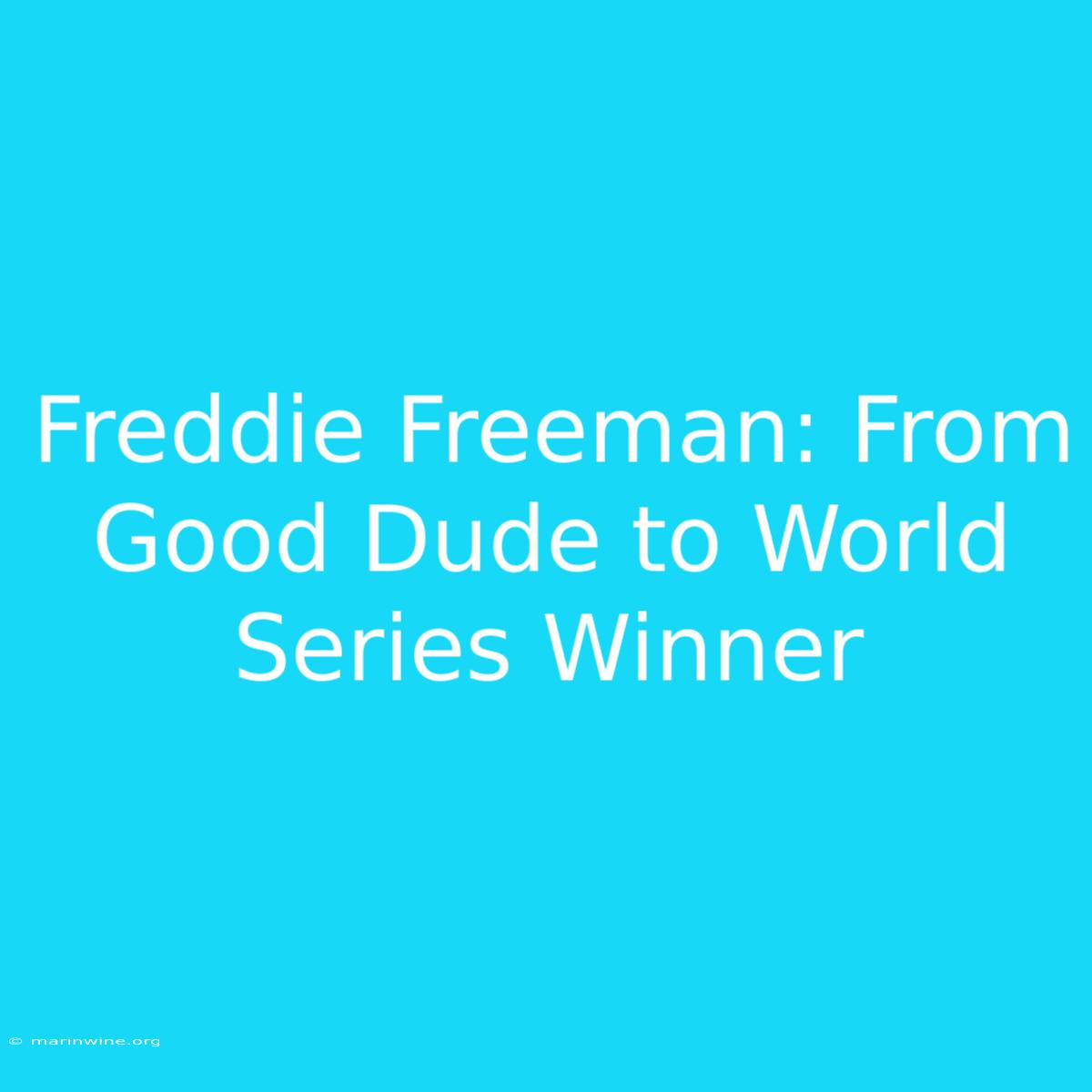 Freddie Freeman: From Good Dude To World Series Winner