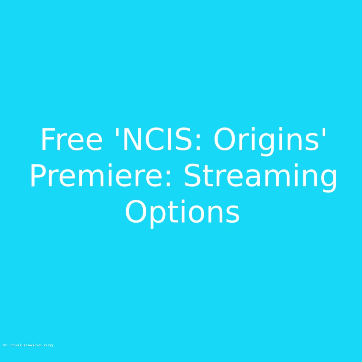 Free 'NCIS: Origins' Premiere: Streaming Options