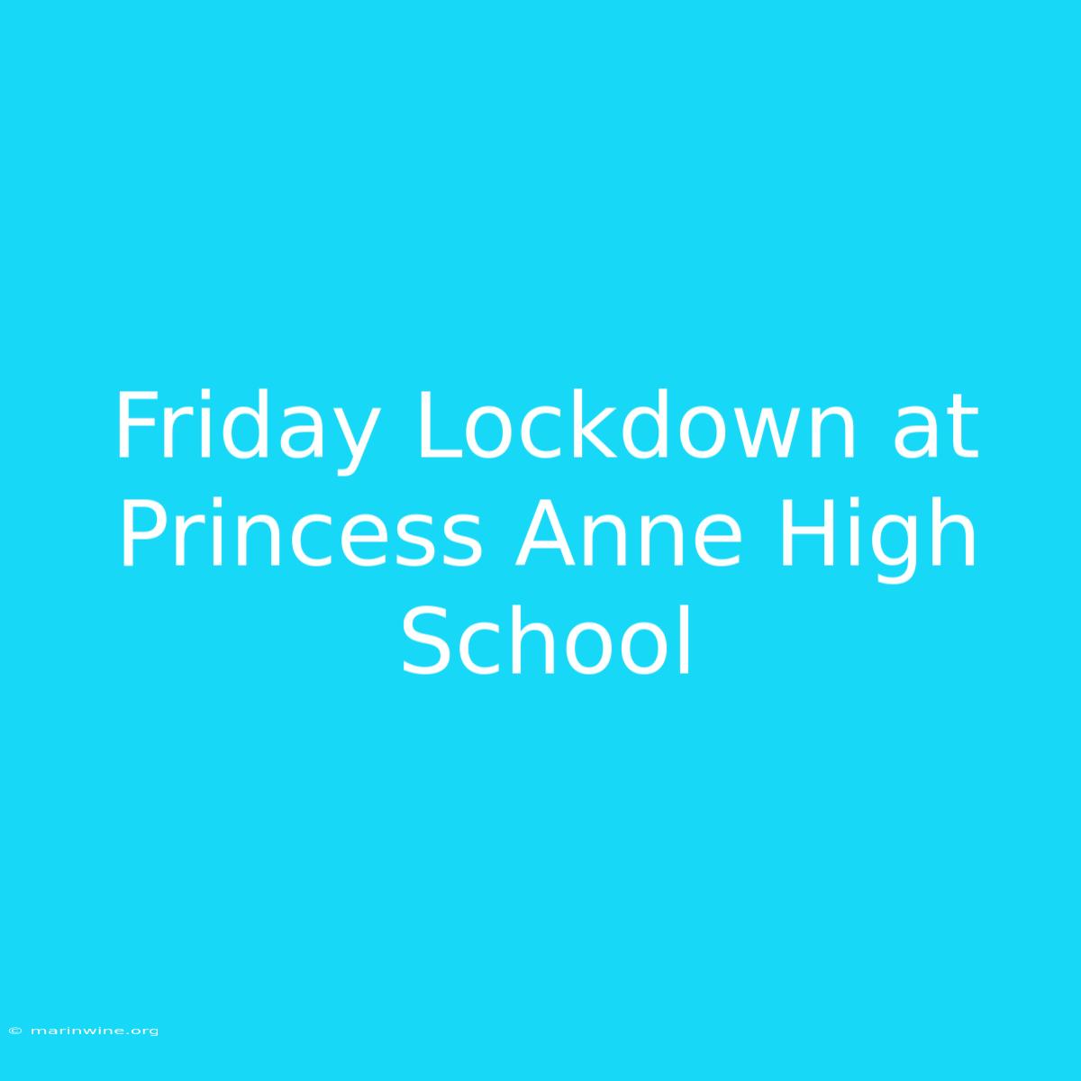 Friday Lockdown At Princess Anne High School