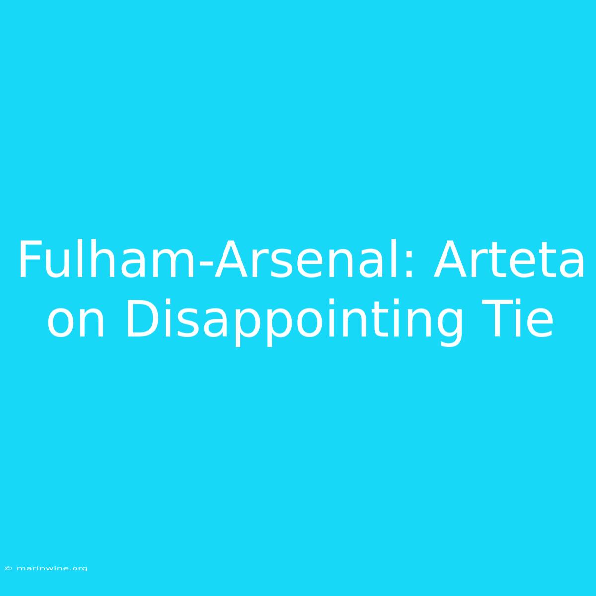 Fulham-Arsenal: Arteta On Disappointing Tie