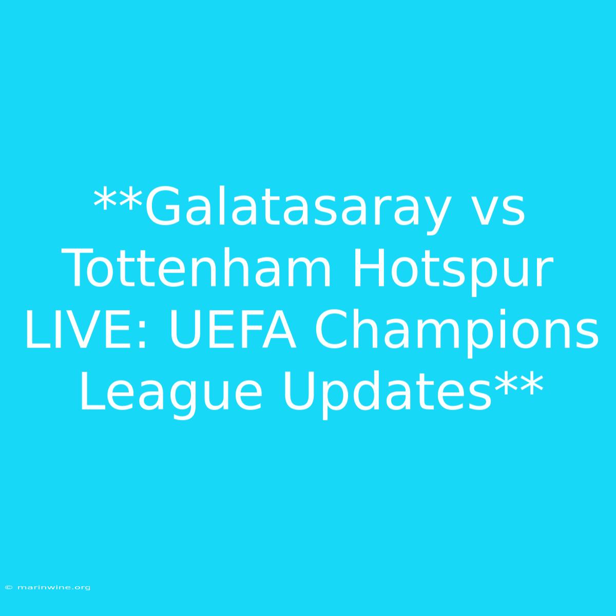 **Galatasaray Vs Tottenham Hotspur LIVE: UEFA Champions League Updates**