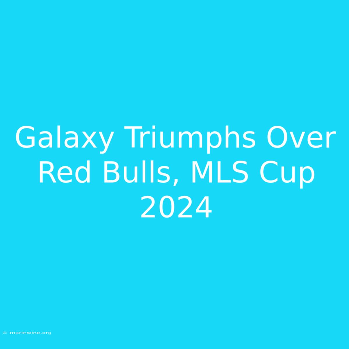 Galaxy Triumphs Over Red Bulls, MLS Cup 2024