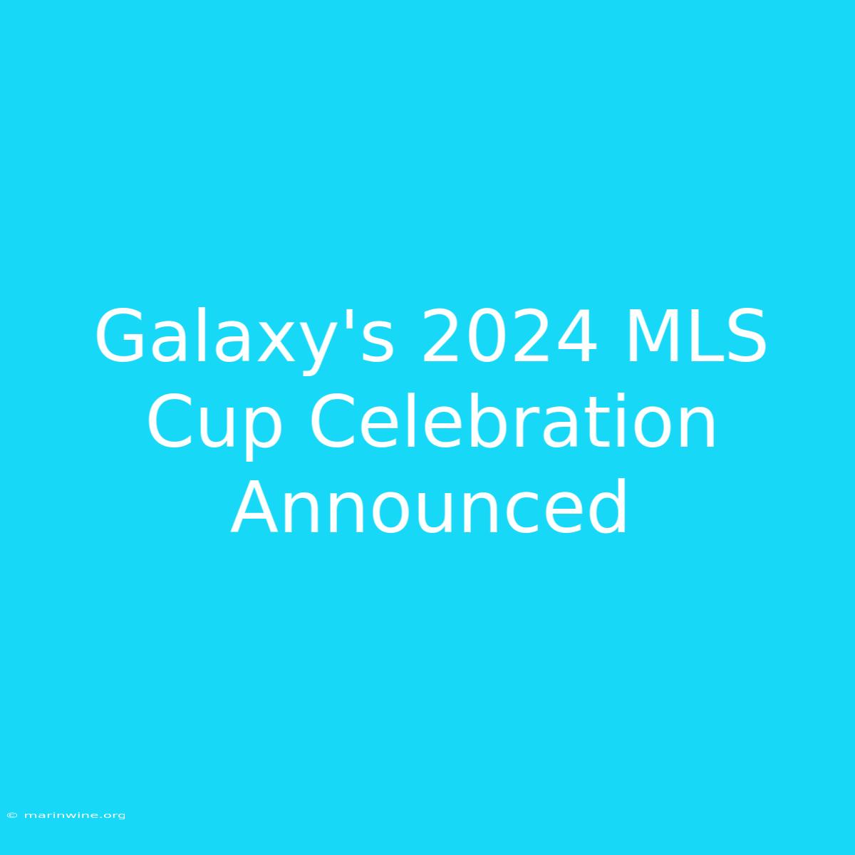 Galaxy's 2024 MLS Cup Celebration Announced