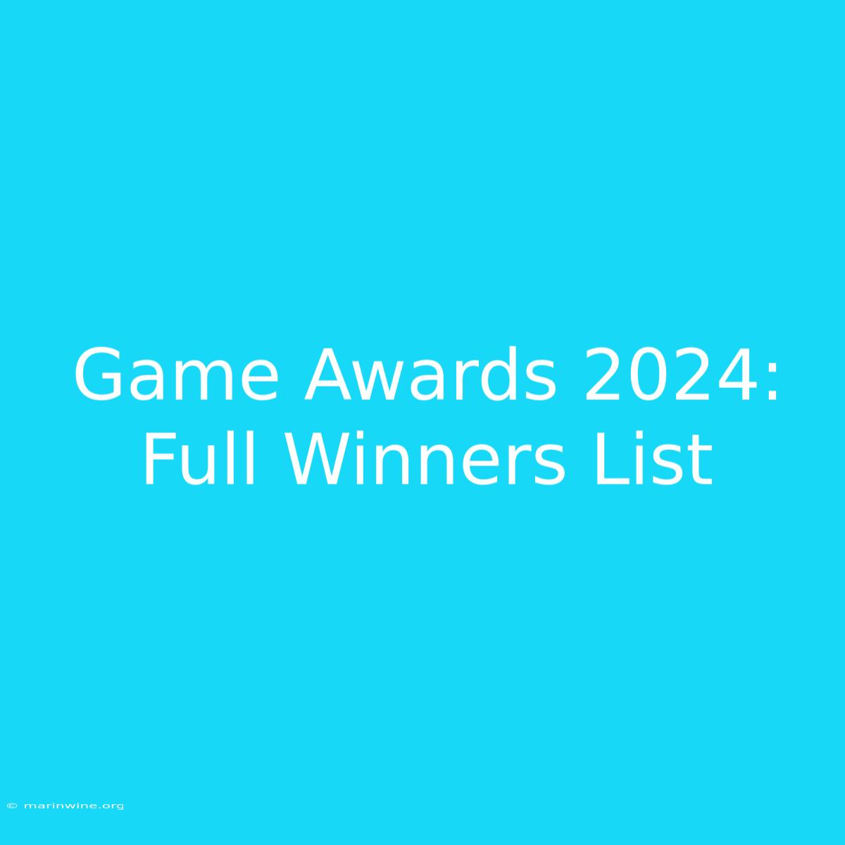 Game Awards 2024: Full Winners List