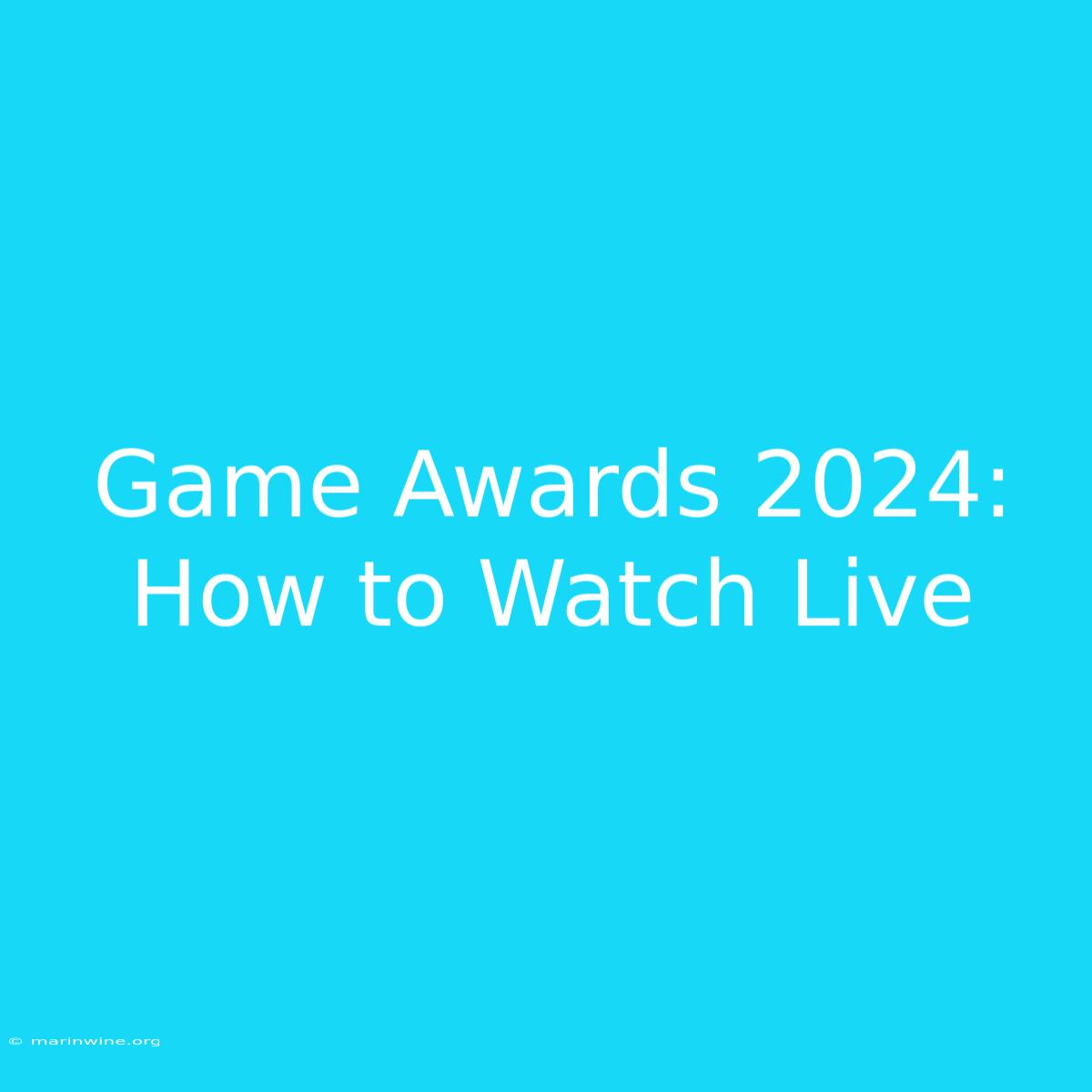 Game Awards 2024: How To Watch Live