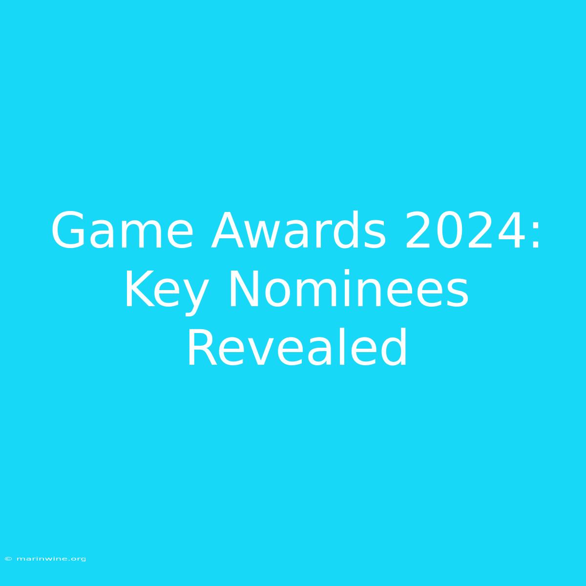 Game Awards 2024: Key Nominees Revealed