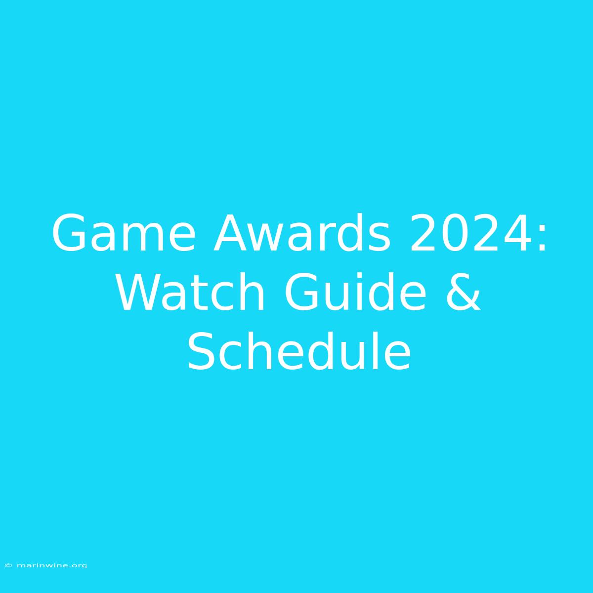 Game Awards 2024: Watch Guide & Schedule