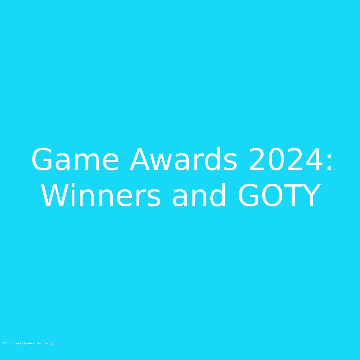 Game Awards 2024: Winners And GOTY