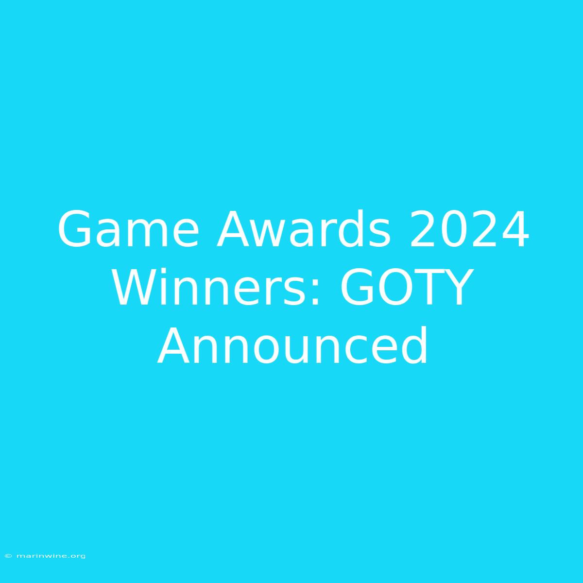 Game Awards 2024 Winners: GOTY Announced