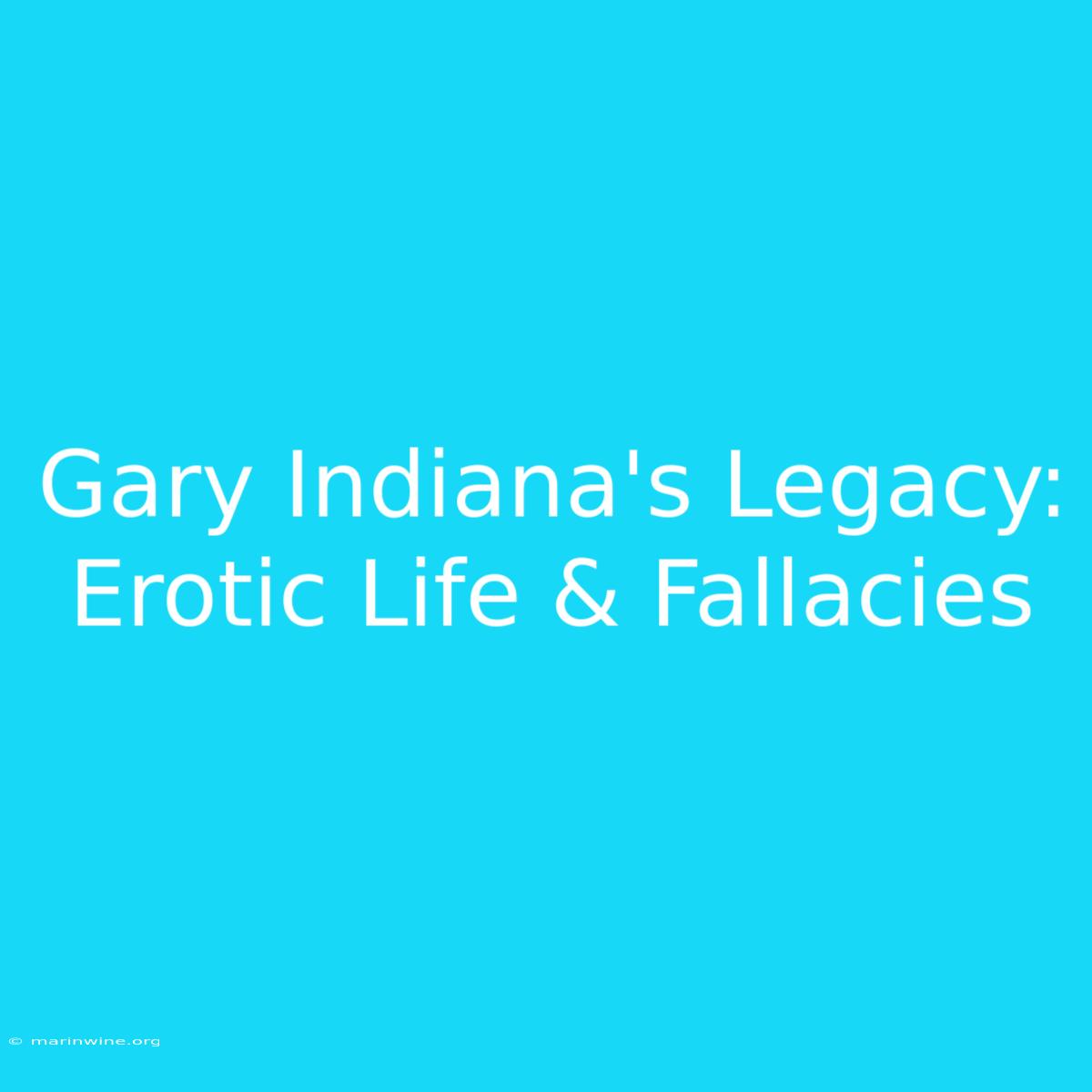 Gary Indiana's Legacy: Erotic Life & Fallacies