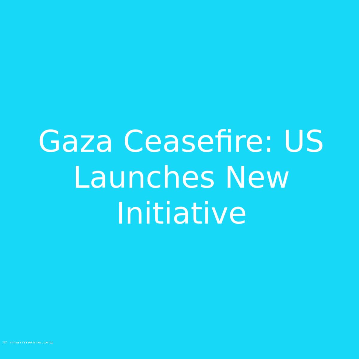 Gaza Ceasefire: US Launches New Initiative