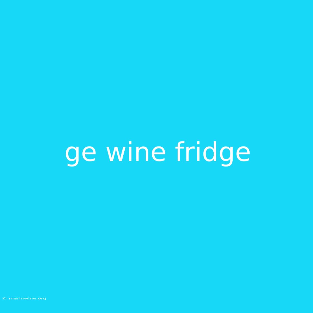 Ge Wine Fridge