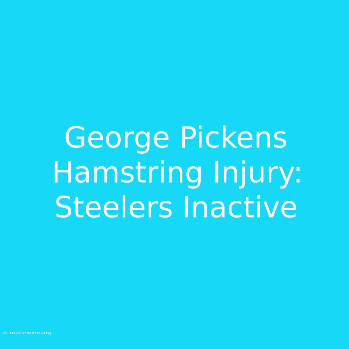 George Pickens Hamstring Injury: Steelers Inactive