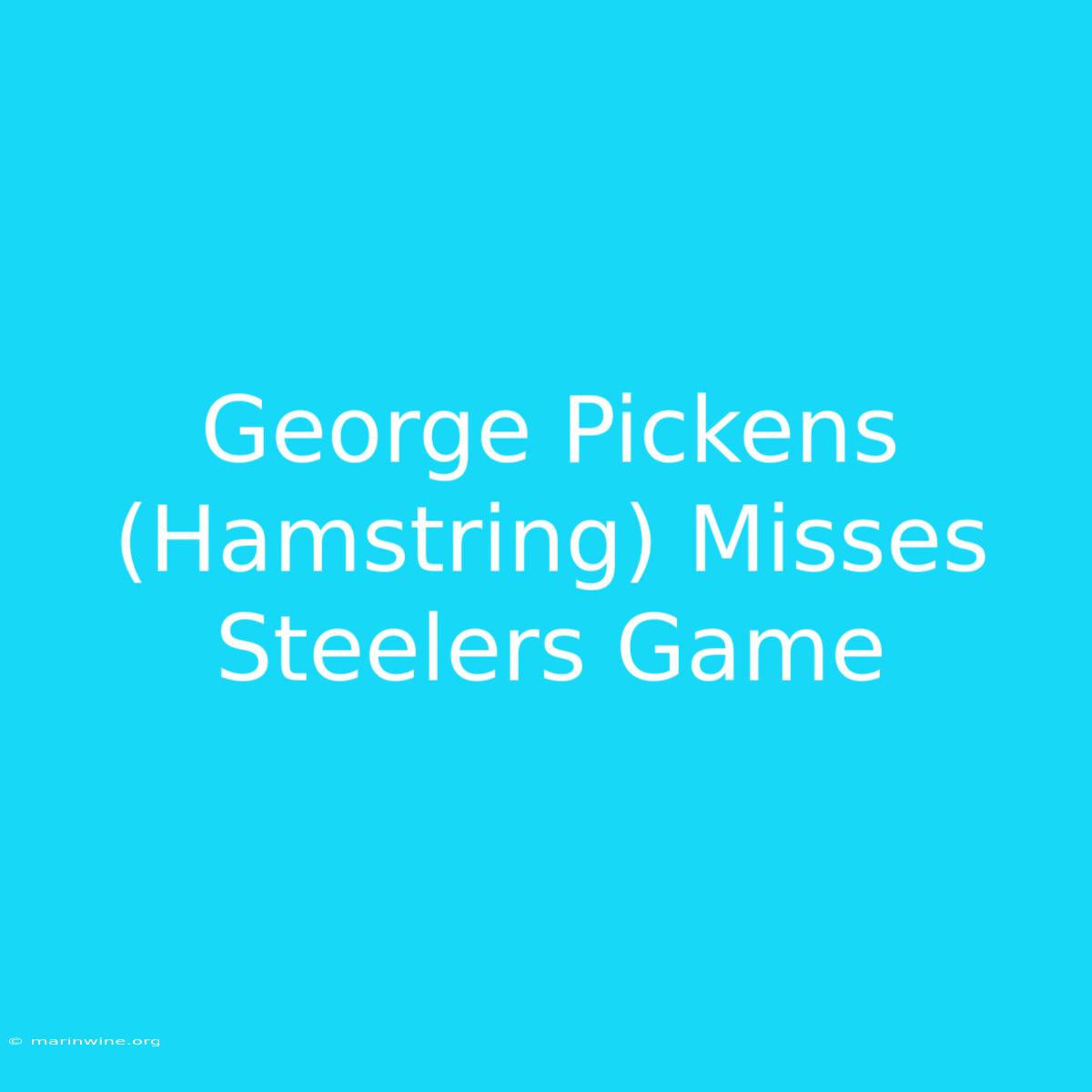 George Pickens (Hamstring) Misses Steelers Game