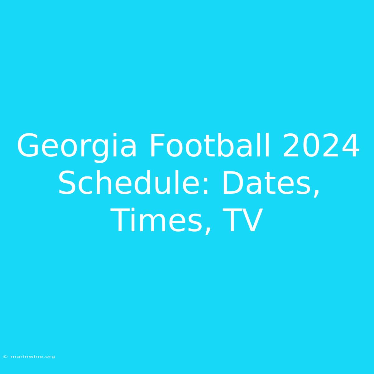 Georgia Football 2024 Schedule: Dates, Times, TV