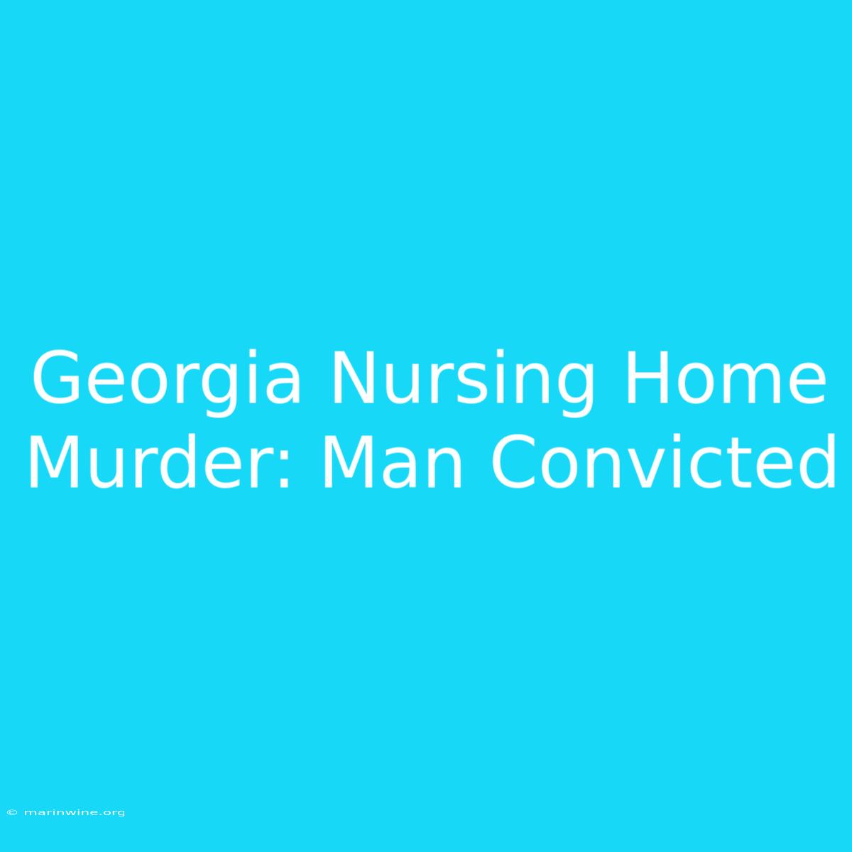 Georgia Nursing Home Murder: Man Convicted