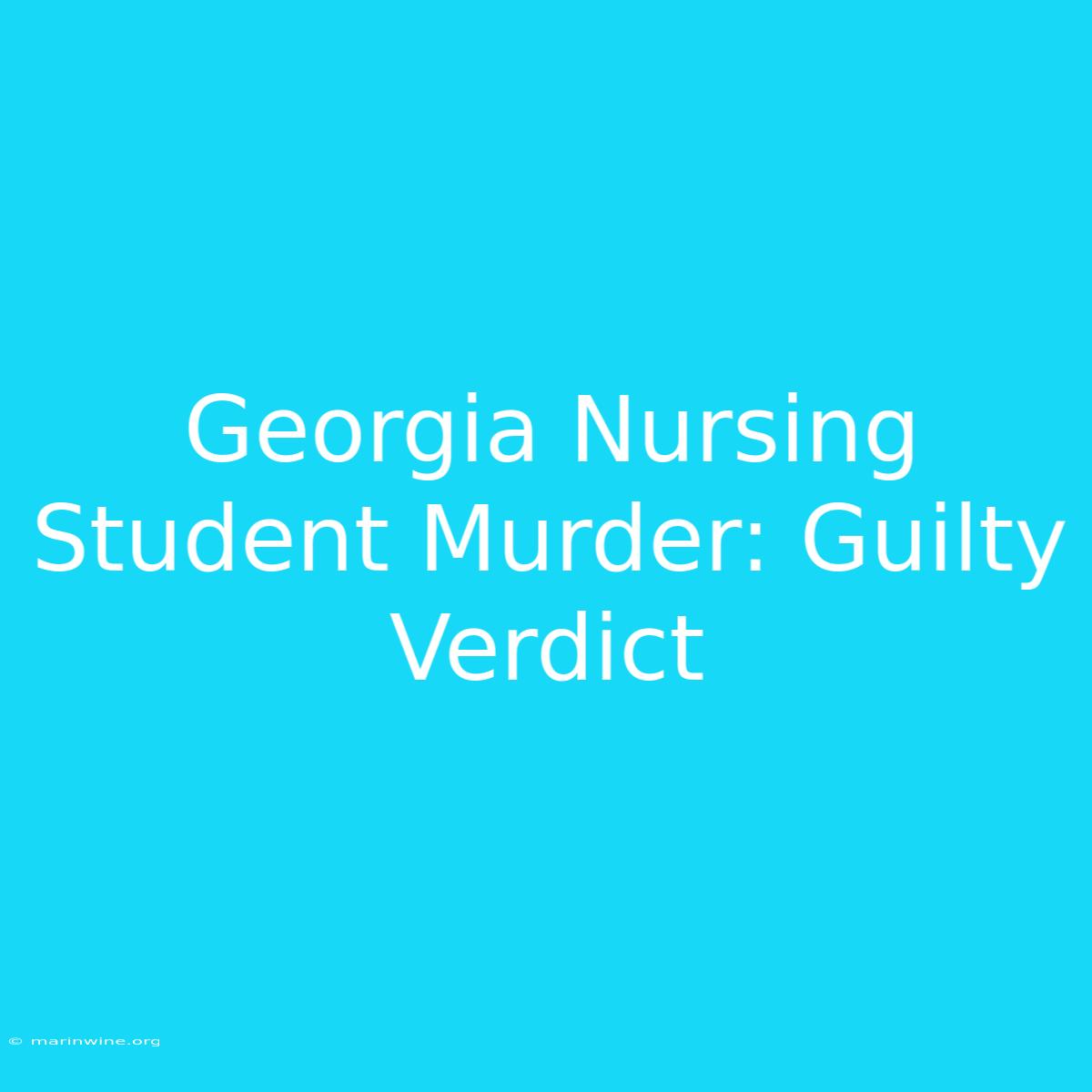 Georgia Nursing Student Murder: Guilty Verdict