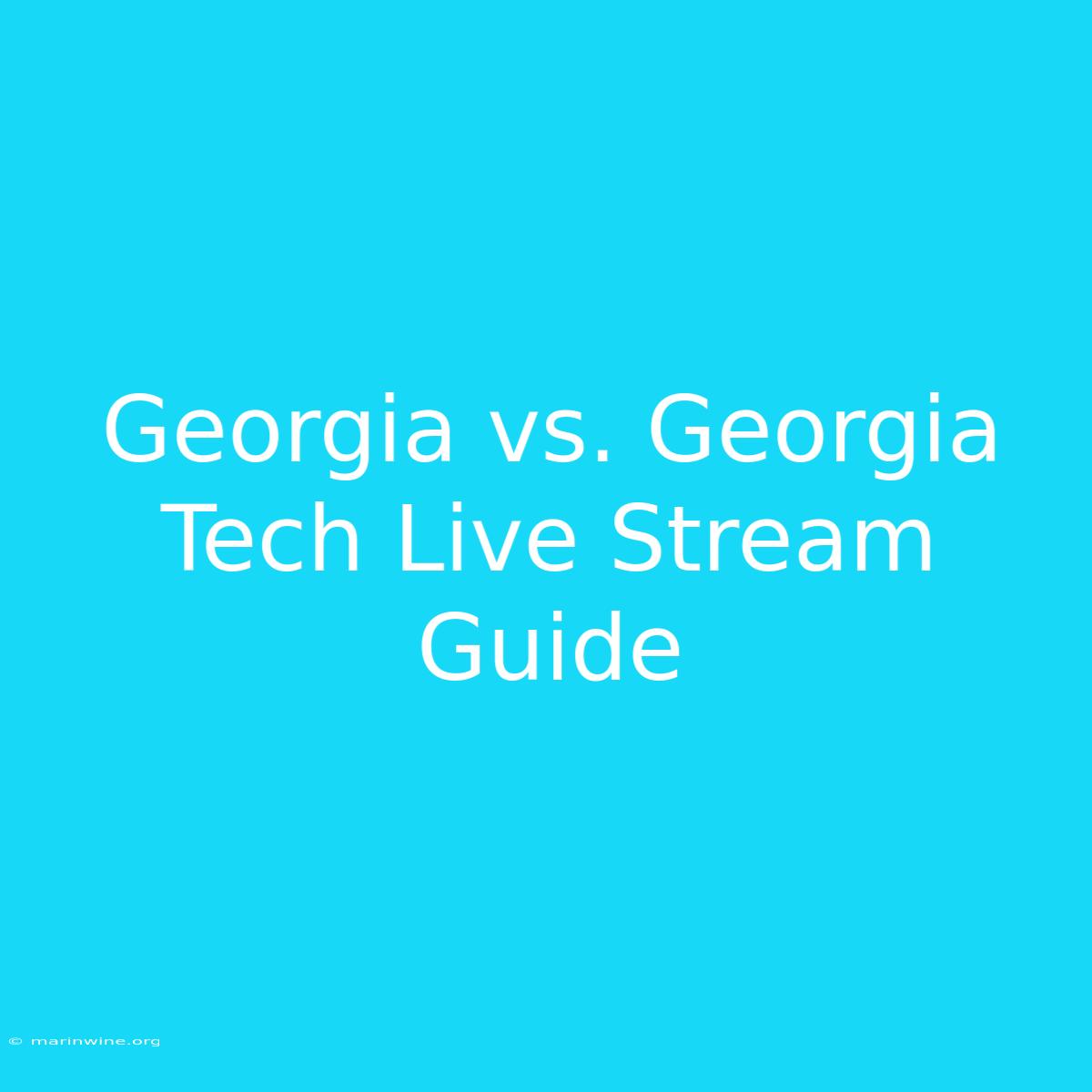 Georgia Vs. Georgia Tech Live Stream Guide