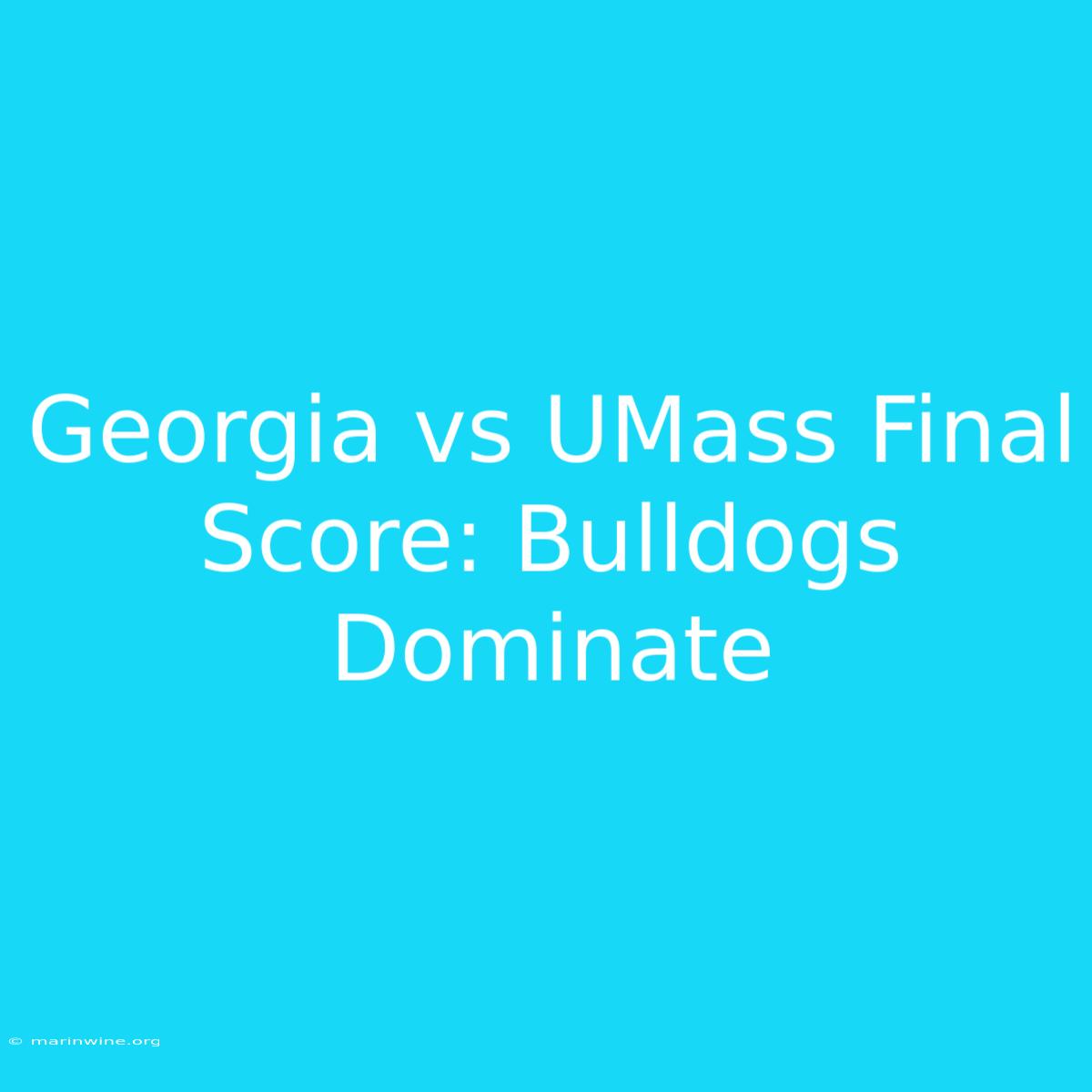 Georgia Vs UMass Final Score: Bulldogs Dominate