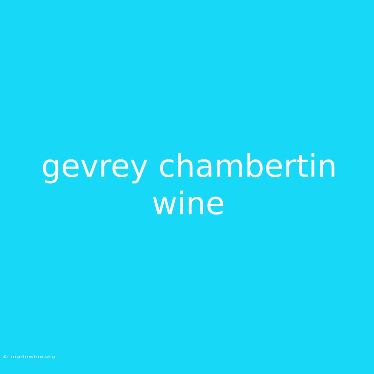 Gevrey Chambertin Wine