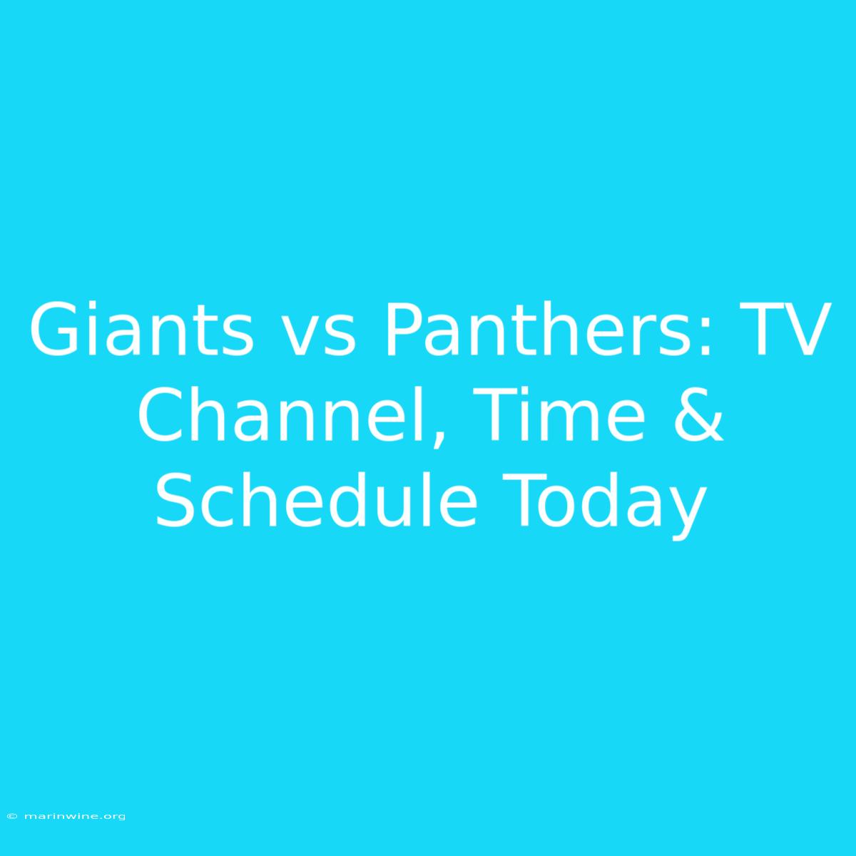 Giants Vs Panthers: TV Channel, Time & Schedule Today