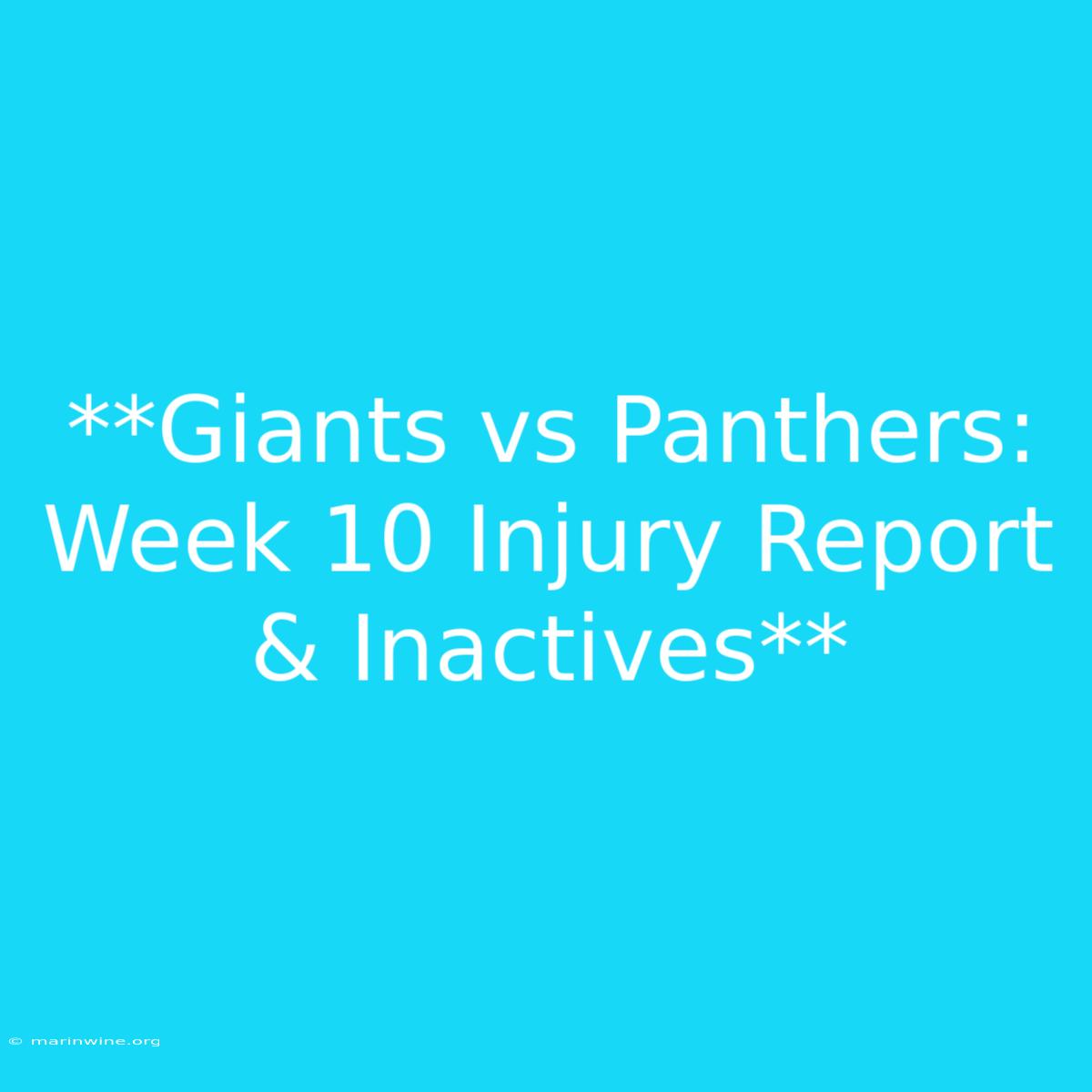 **Giants Vs Panthers: Week 10 Injury Report & Inactives**