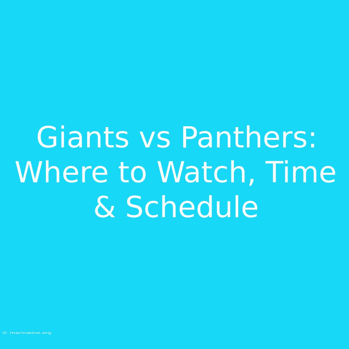 Giants Vs Panthers: Where To Watch, Time & Schedule 