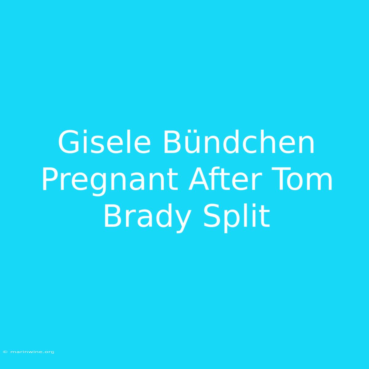 Gisele Bündchen Pregnant After Tom Brady Split